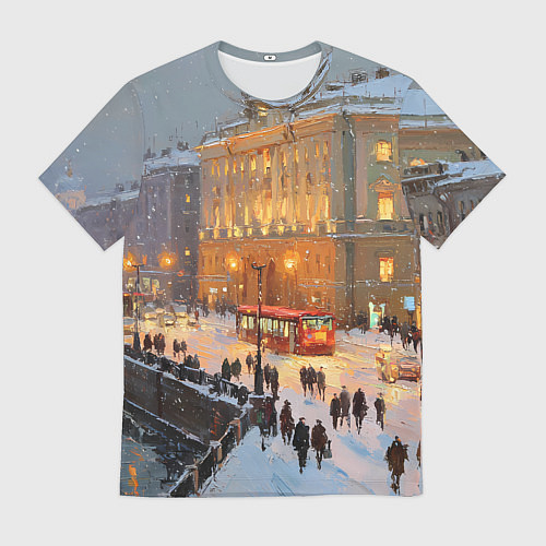 Мужская футболка Предновогодний Санкт-Петербург / 3D-принт – фото 1