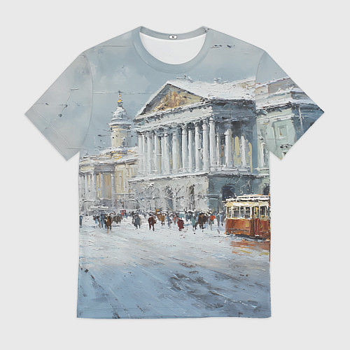 Мужская футболка Зимний Питер красками / 3D-принт – фото 1