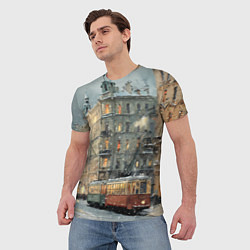 Футболка мужская Трамваи в зимнем Санкт-Петербурге, цвет: 3D-принт — фото 2
