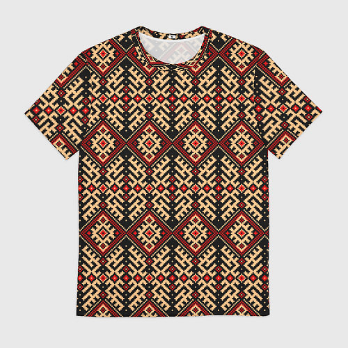 Мужская футболка Славянский вышивной орнамент макошь / 3D-принт – фото 1