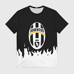 Футболка мужская Ювентус белый огонь текстура, цвет: 3D-принт