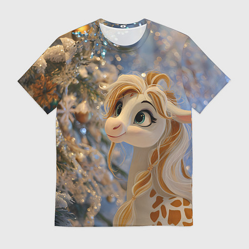 Мужская футболка Новогодняя лошадка в крапинку / 3D-принт – фото 1