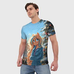 Футболка мужская Лошадка на новогодней площади, цвет: 3D-принт — фото 2