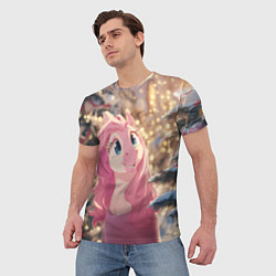 Футболка мужская Удивленная лошадка - Новый год, цвет: 3D-принт — фото 2