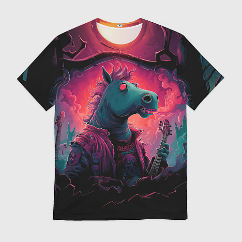 Мужская футболка Лошадь рок стиль / 3D-принт – фото 1