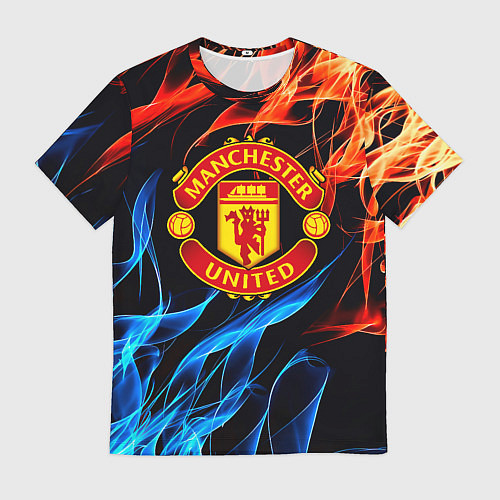 Мужская футболка Манчестер Юнайтед огонь битва / 3D-принт – фото 1