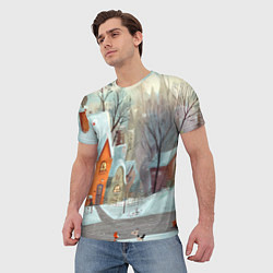 Футболка мужская Милый новогодний дворик, цвет: 3D-принт — фото 2