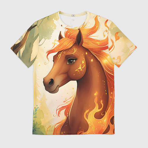 Мужская футболка Милая огненная лошадь / 3D-принт – фото 1