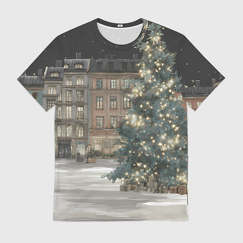 Мужская футболка Елка во дворе / 3D-принт – фото 1