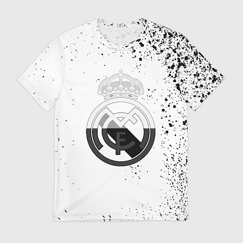 Мужская футболка Реал Мадрид черно белые краски / 3D-принт – фото 1