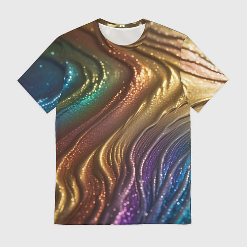 Мужская футболка Сморщенные складочки жидкости / 3D-принт – фото 1