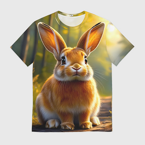 Мужская футболка Зайчик в лесу / 3D-принт – фото 1