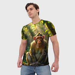 Футболка мужская Лесная обезьянка, цвет: 3D-принт — фото 2