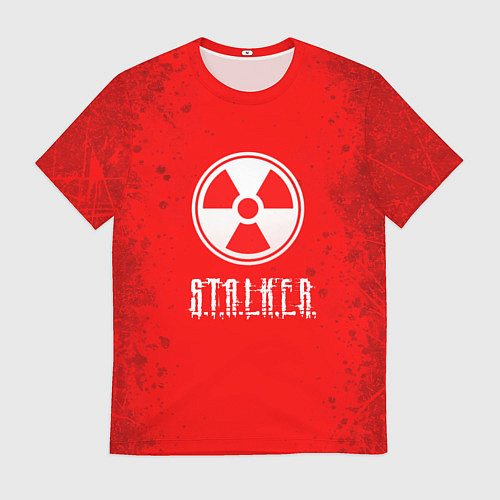 Мужская футболка Stalker - белое на красном / 3D-принт – фото 1