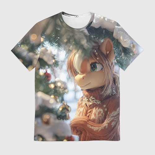 Мужская футболка Лошадка в свитере / 3D-принт – фото 1