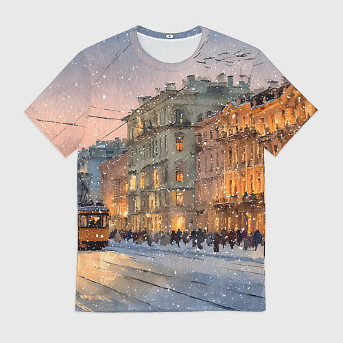 Мужская футболка Зимний Санкт-Петербург / 3D-принт – фото 1