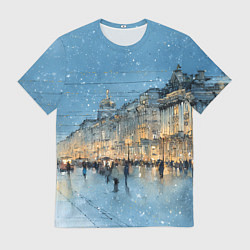 Футболка мужская Снежный вечер Санкт-Петербурга, цвет: 3D-принт