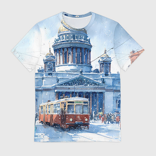 Мужская футболка Снежный Санкт-Петербург / 3D-принт – фото 1