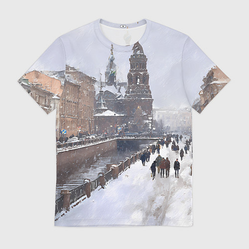 Мужская футболка Санкт-Петербург зима / 3D-принт – фото 1