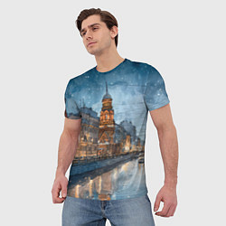Футболка мужская Санкт-Петербург зимний город, цвет: 3D-принт — фото 2