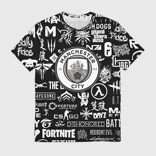 Мужская футболка Манчестер сити логотипы игр / 3D-принт – фото 1