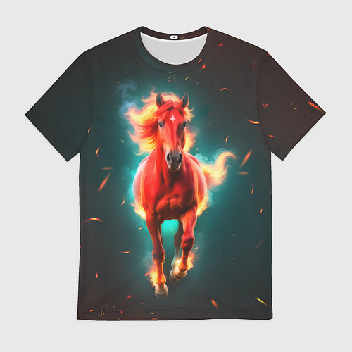Мужская футболка Светящаяся огненная лошадь / 3D-принт – фото 1