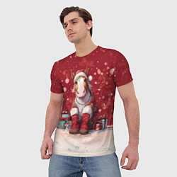 Футболка мужская Лошадка в новогодних сапогах, цвет: 3D-принт — фото 2