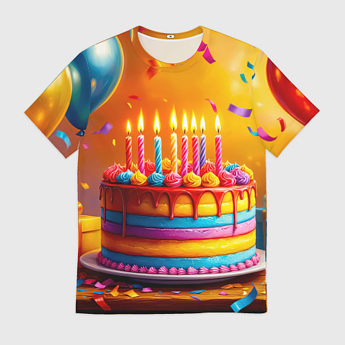 Мужская футболка Радуга праздничного торта / 3D-принт – фото 1