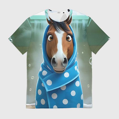 Мужская футболка Конь в полотенце / 3D-принт – фото 1