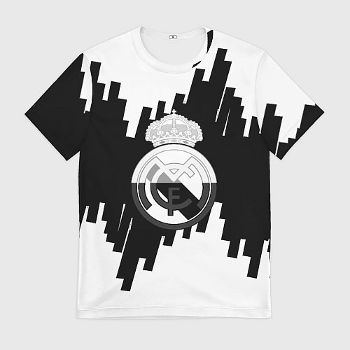 Мужская футболка Реал Мадрид белая геометрия / 3D-принт – фото 1