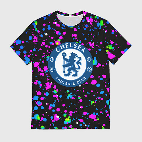 Мужская футболка Челси неоновые краски / 3D-принт – фото 1