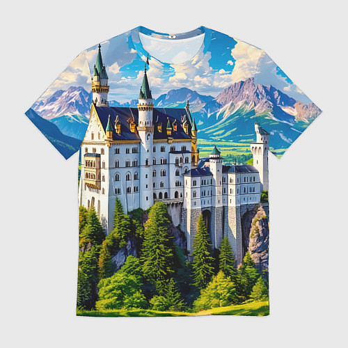 Мужская футболка Сказочный Нойшванштайн / 3D-принт – фото 1