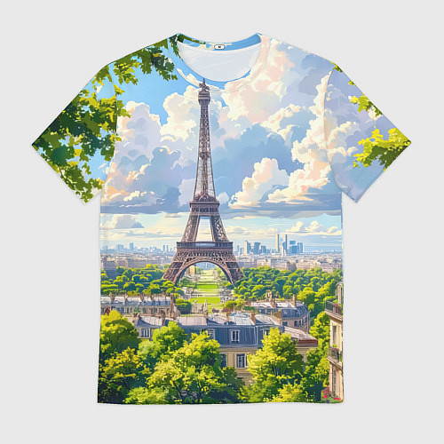 Мужская футболка Эйфелева башня в сердце Парижа / 3D-принт – фото 1