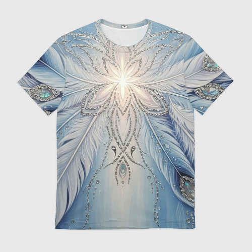 Мужская футболка Ледяной перьевой орнамент со светом / 3D-принт – фото 1
