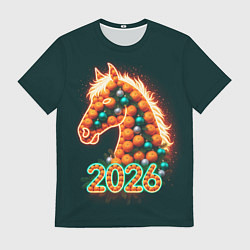 Мужская футболка Праздничная лошадь 2026
