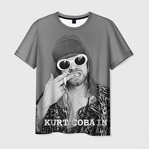 Мужская футболка Кобейн в очках / 3D-принт – фото 1