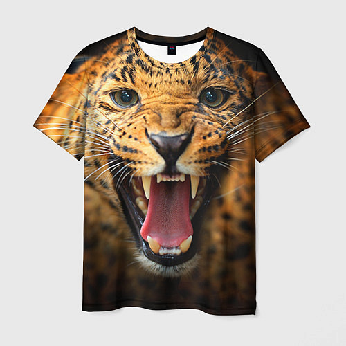 Мужская футболка Рык леопарда / 3D-принт – фото 1