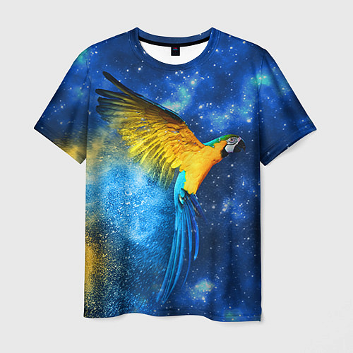 Мужская футболка Космический попугай / 3D-принт – фото 1