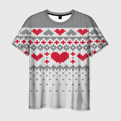 Мужская футболка Узор с сердечками / 3D-принт – фото 1
