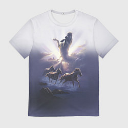 Футболка мужская Небесные лошади, цвет: 3D-принт