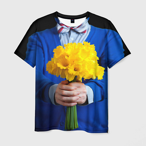Мужская футболка Цветы в руках / 3D-принт – фото 1