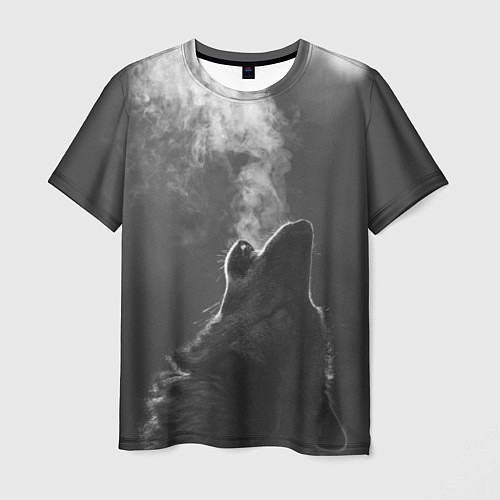Мужская футболка Воющий волк / 3D-принт – фото 1