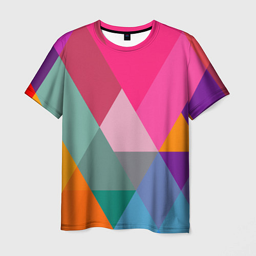 Мужская футболка Разноцветные полигоны / 3D-принт – фото 1