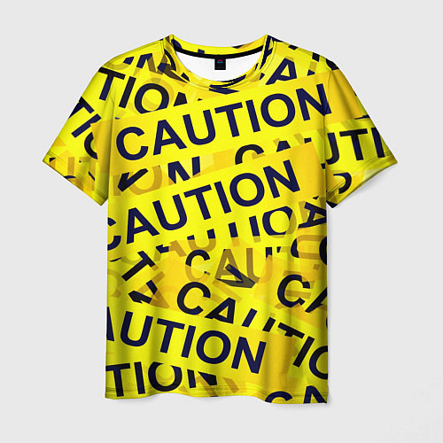Мужская футболка Caution / 3D-принт – фото 1