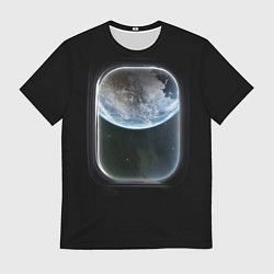 Мужская футболка Земля в иллюминаторе