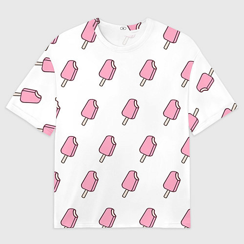 Мужская футболка оверсайз Мороженое розовое / 3D-принт – фото 1
