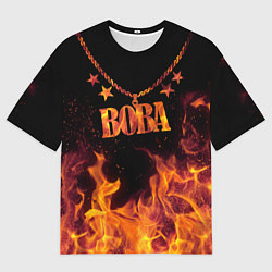 Мужская футболка оверсайз Вова - кулон на цепи в огне