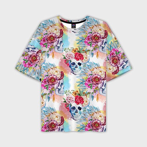 Мужская футболка оверсайз Цветы и бабочки 5 / 3D-принт – фото 1