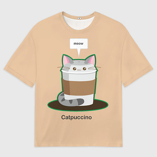 Мужская футболка оверсайз Catpuccino / 3D-принт – фото 1