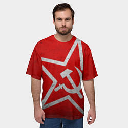 Футболка оверсайз мужская Флаг СССР: Серп и Молот, цвет: 3D-принт — фото 2